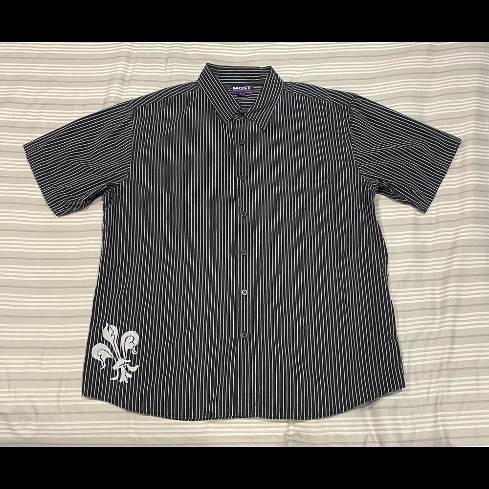 Men’s Black and White Striped Top